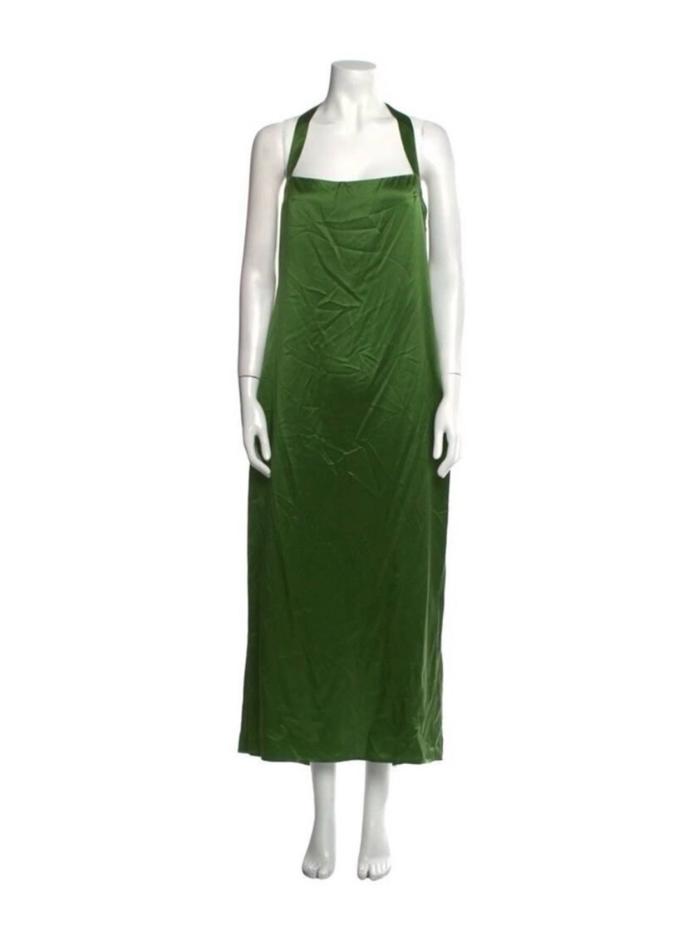Reformation Olive Green 100% Silk Alli Halter Midi Dress - Picture 2 of 3